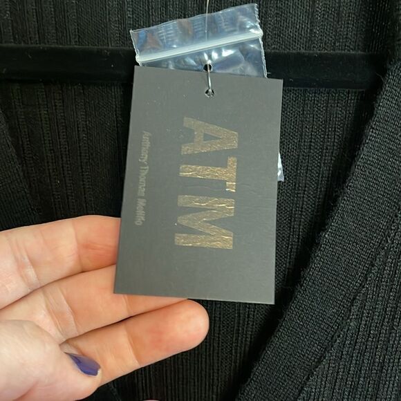 ATM ANTHONY THOMAS MELLILO Polo button Front Black sweater dress NWT. XS - Picture 6 of 9